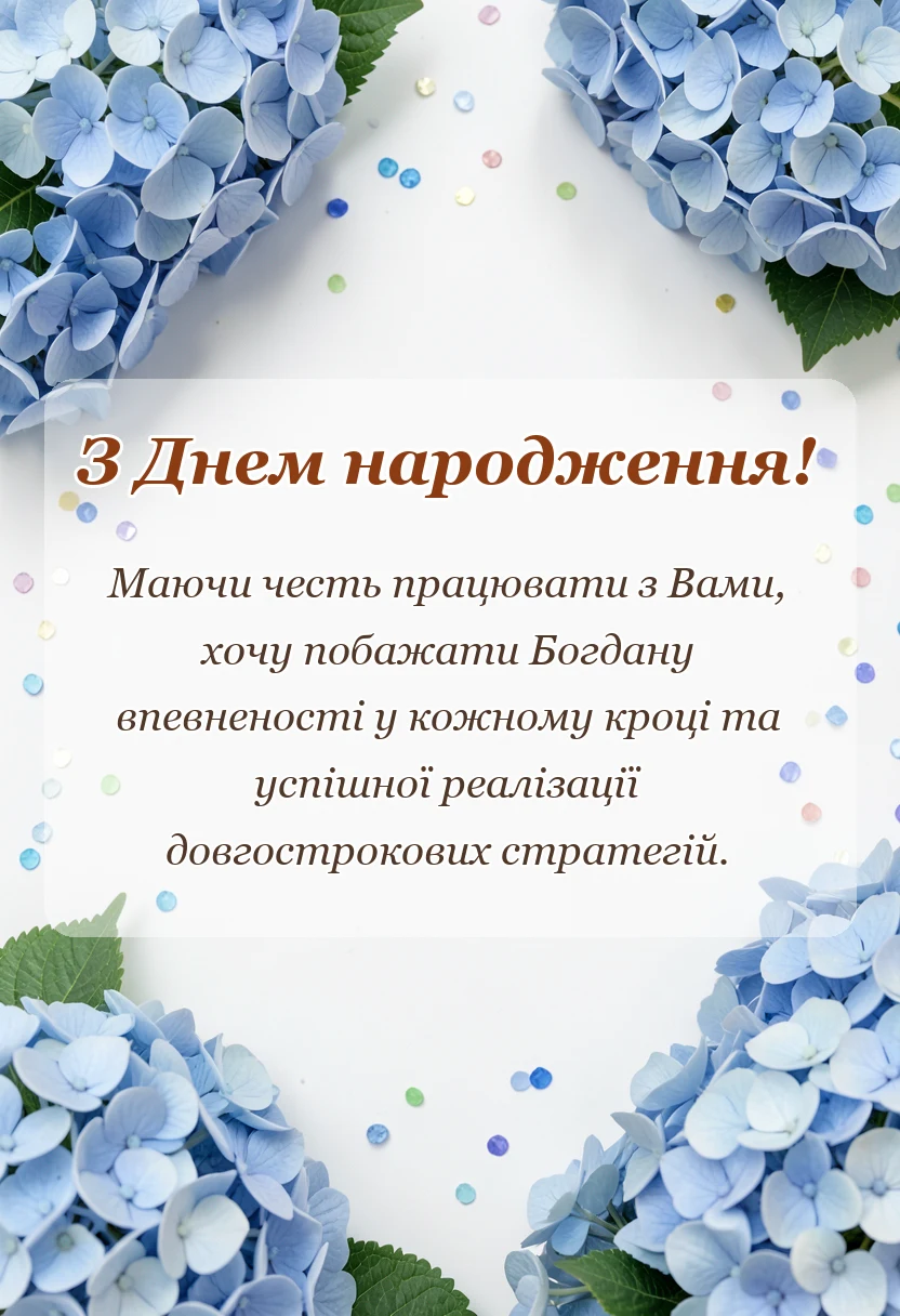 красива листівка: привітання з днем народження богдану