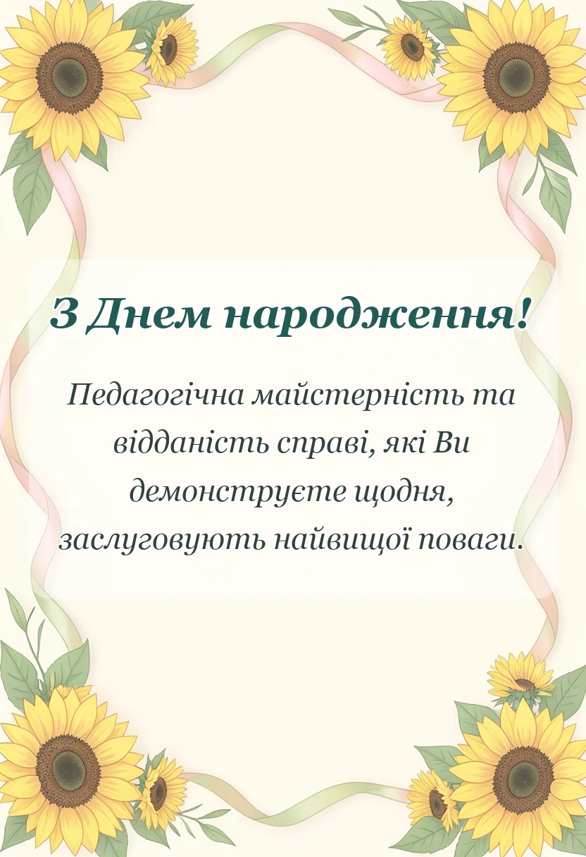 красива листівка: привітання з днем народження вчителю