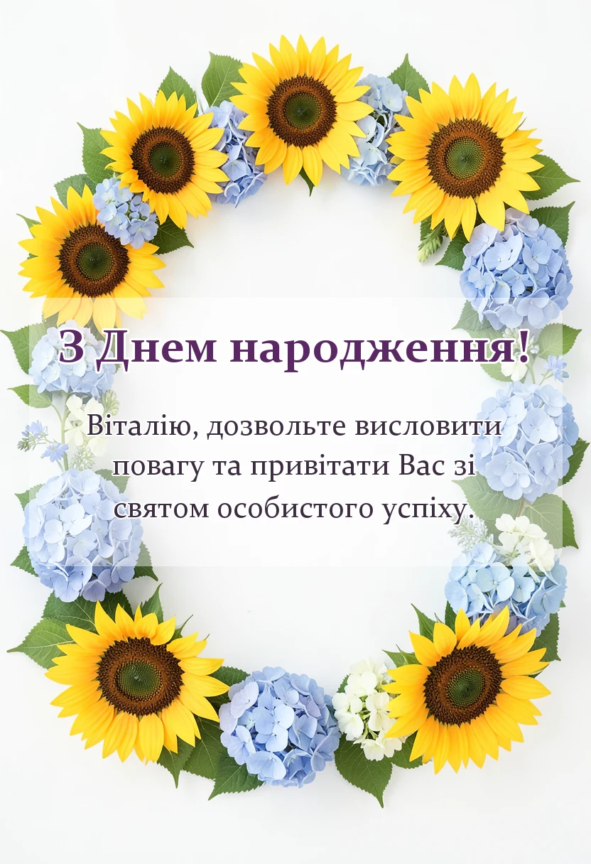 листівка з побажанням - привітання з днем народження віталій