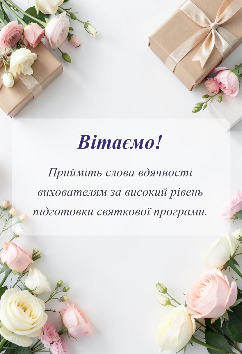 святкова картинка: подяка вихователям за свято від батьків