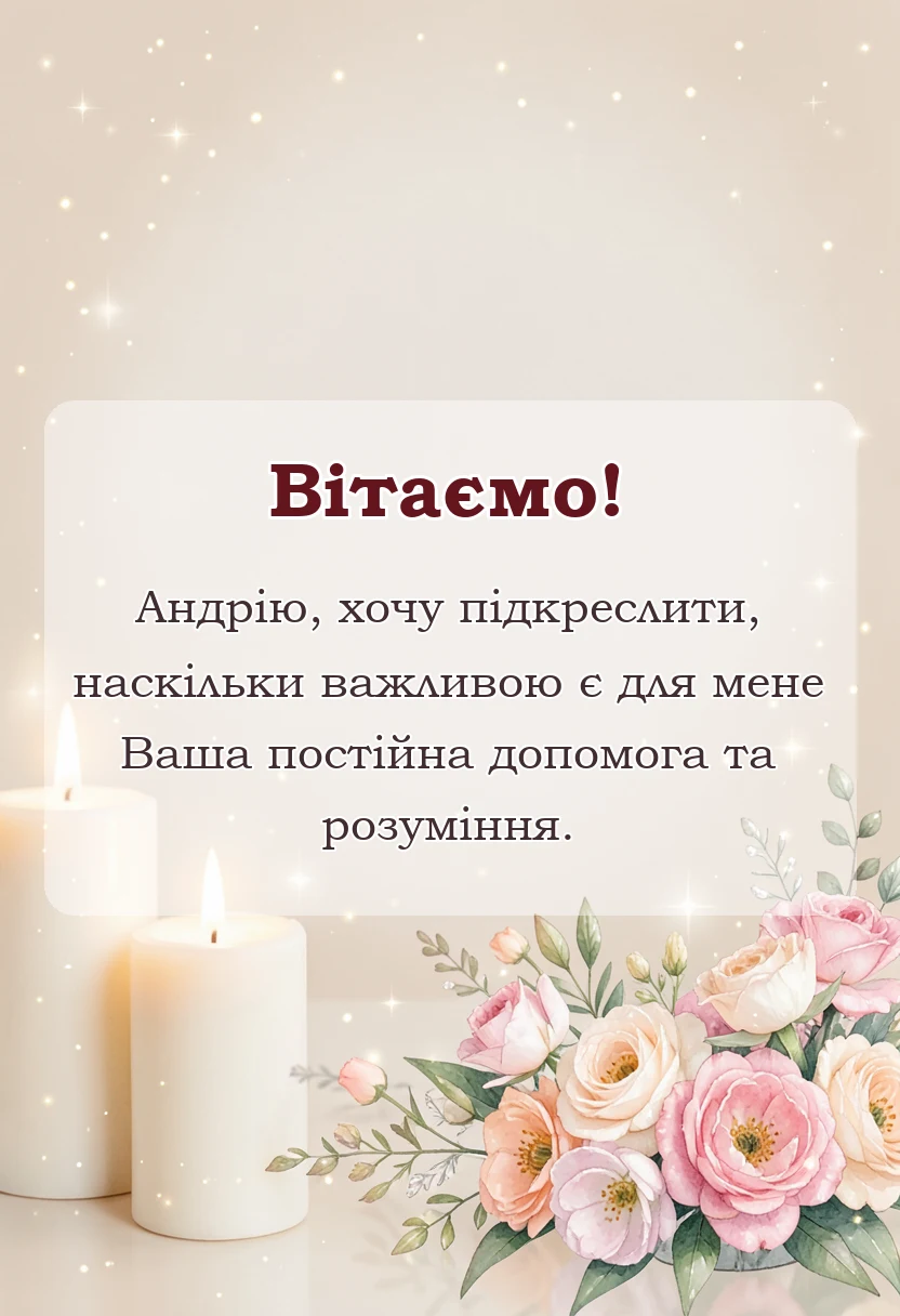 вітальна листівка - подяка коханому своїми словами