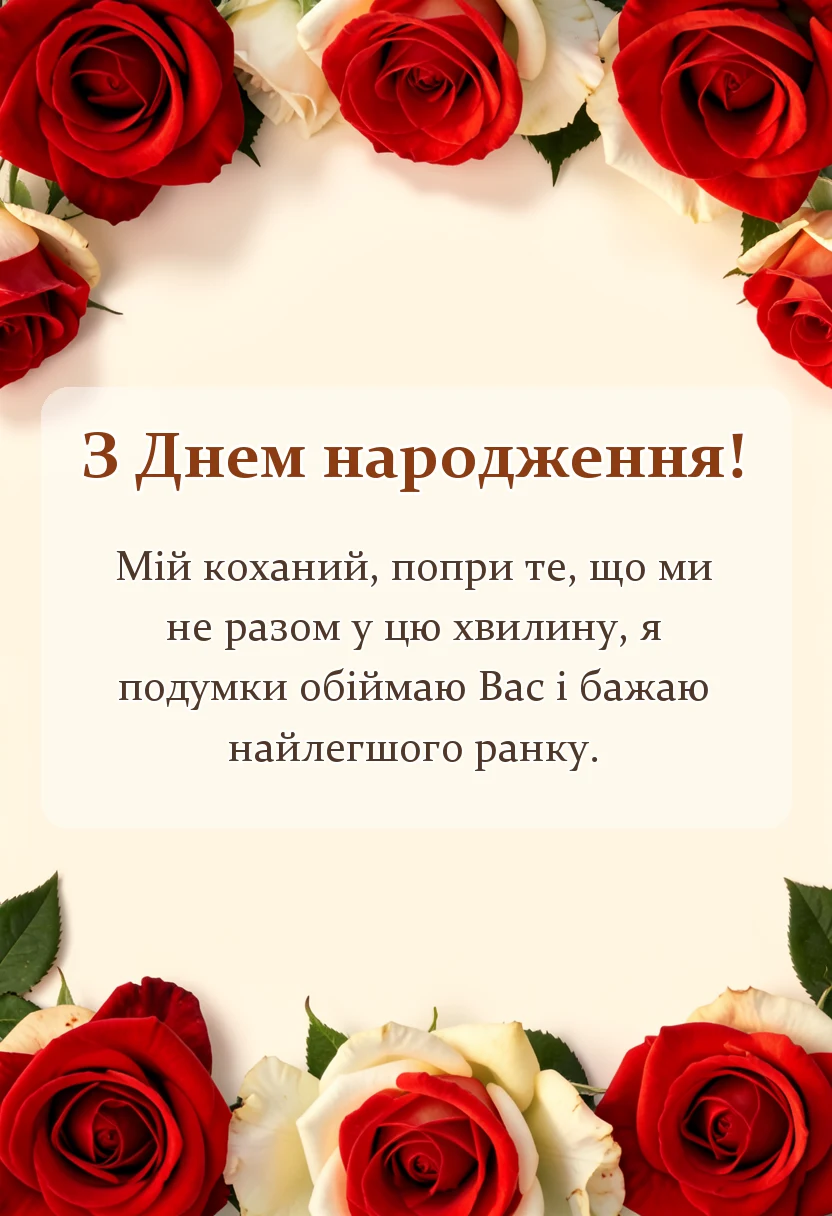 красива листівка: доброго ранку коханому на відстані привітання