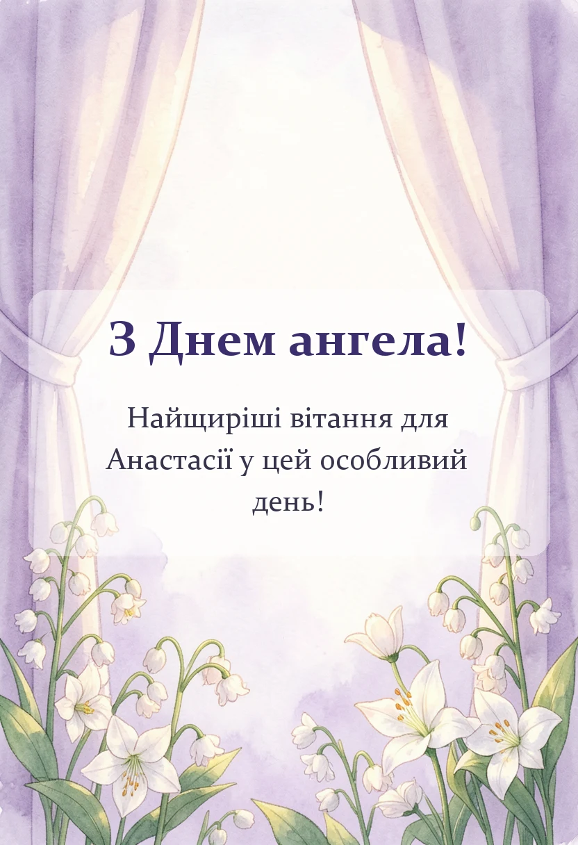 унікальна листівка - день ангела анастасії привітання