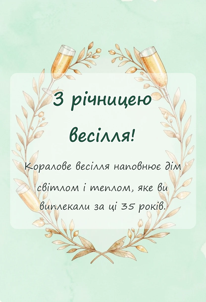 листівка з побажанням - коралове весілля картинки