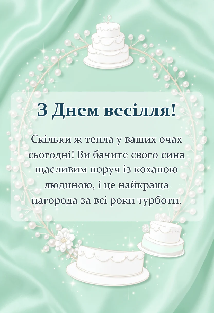 святкова картинка: вітання батькам з одруженням сина своїми словами