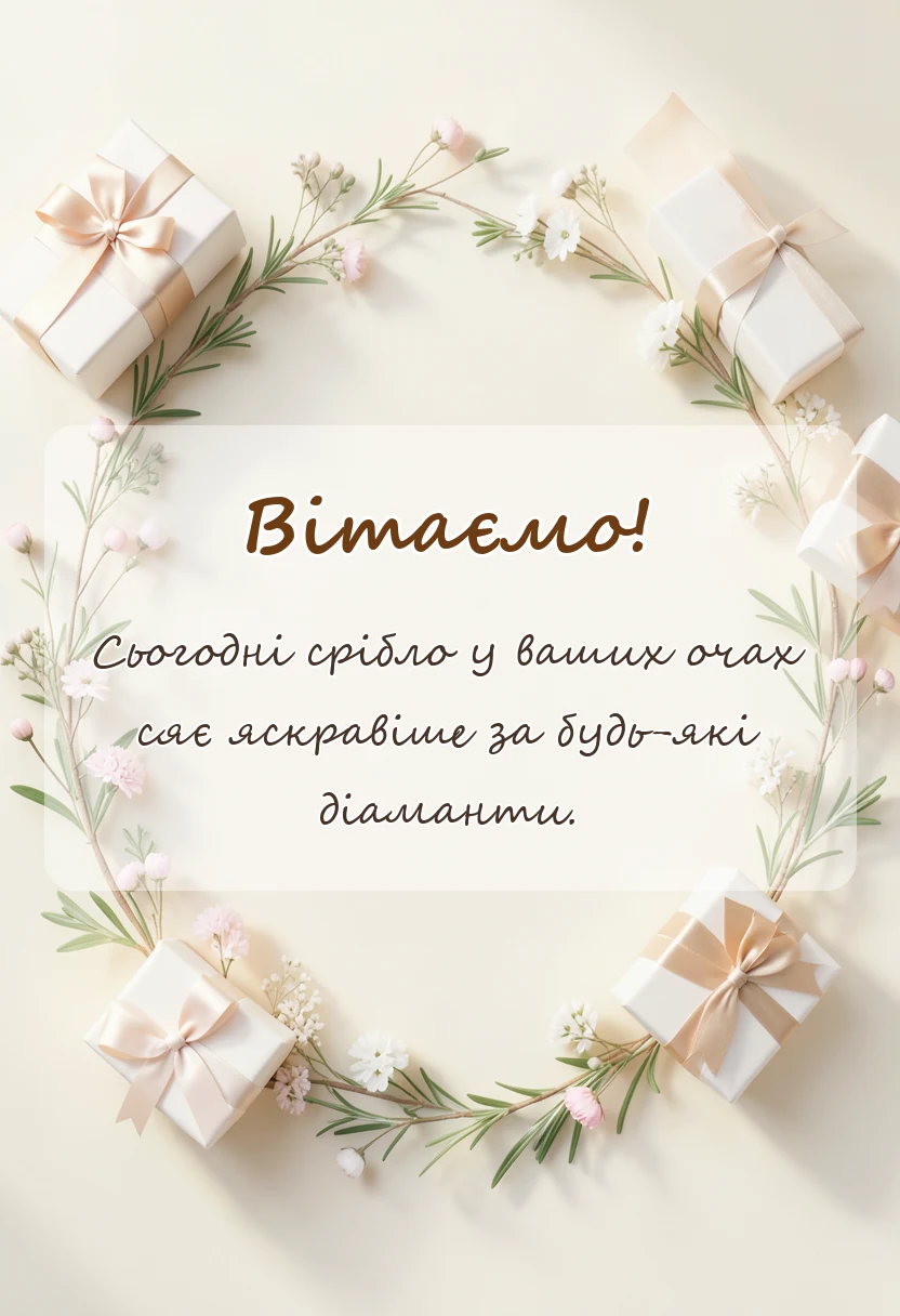 унікальна листівка - привітання з 25 років весілля