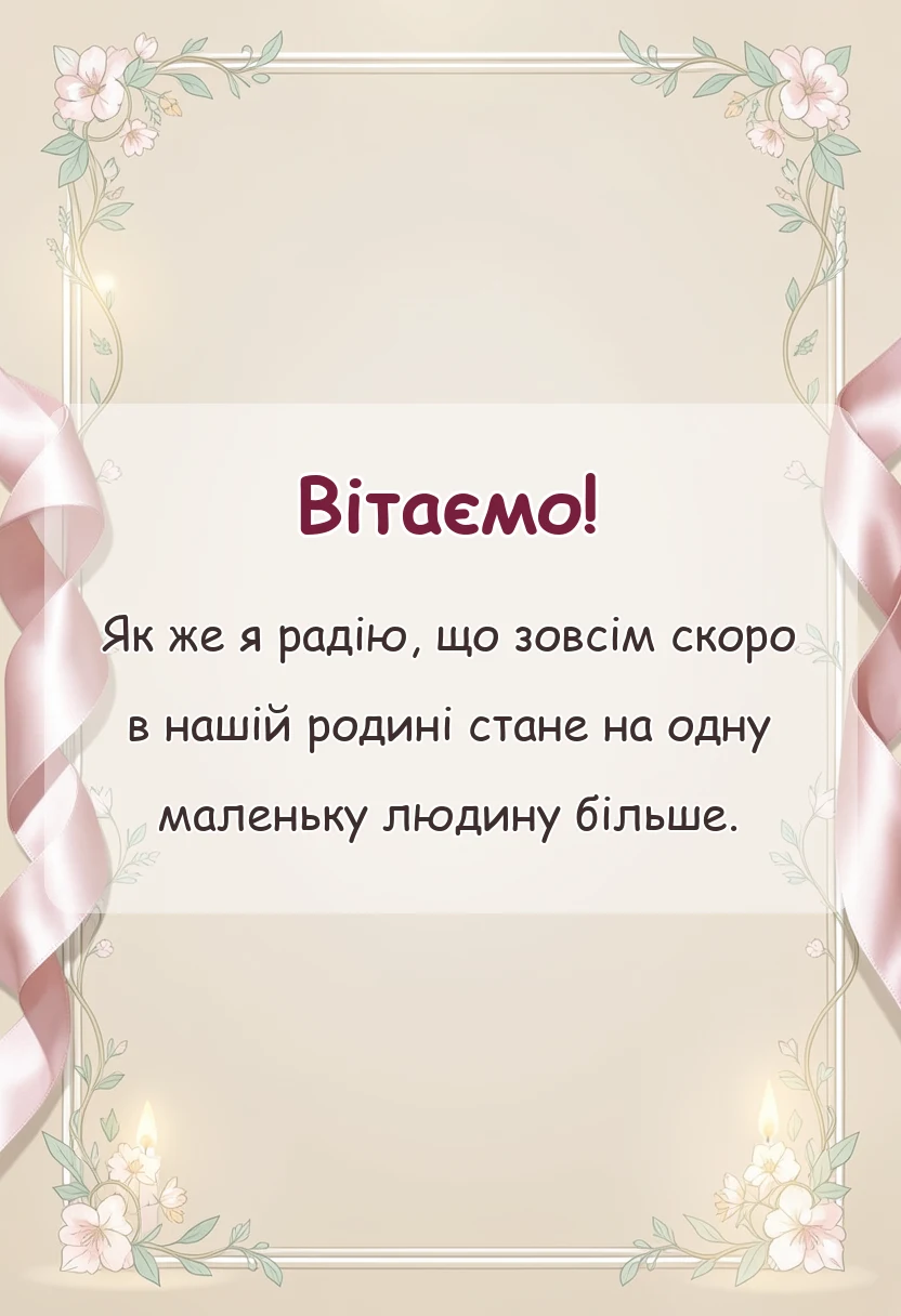 вітальна листівка - привітання з вагітністю в картинках своїми словами у прозі