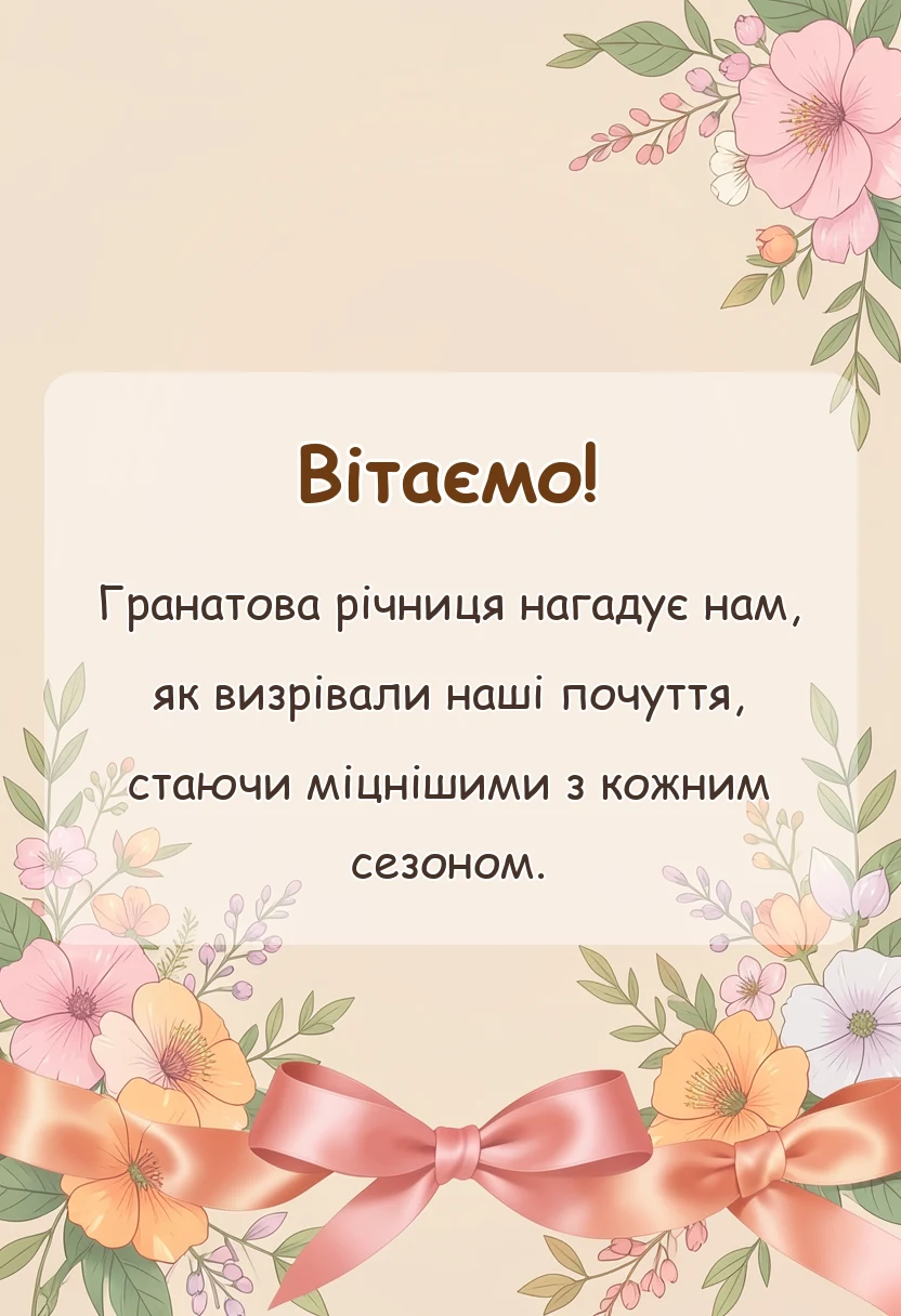 унікальна листівка - привітання з гранатовою річницею чоловіку