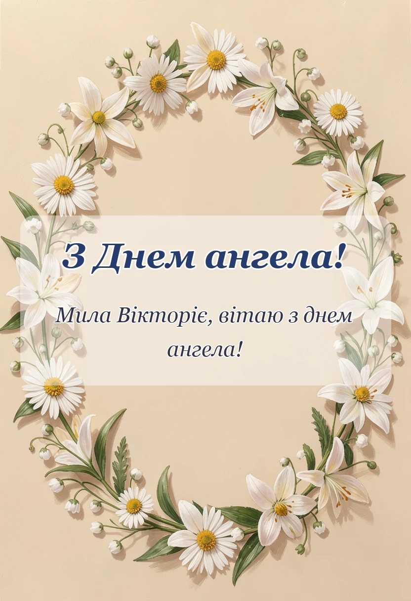 вітальна листівка - привітання з днем ангела вікторії своїми словами