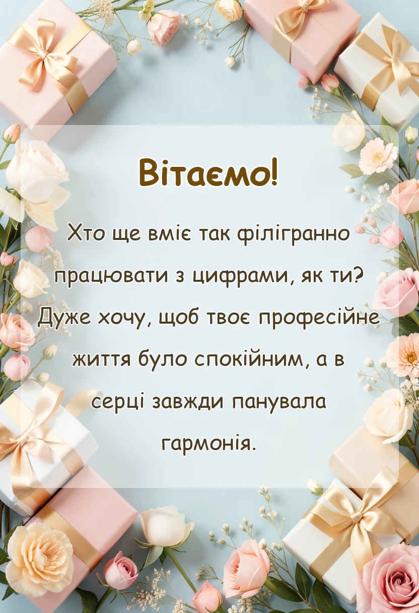 вітальна листівка - привітання з днем бухгалтера картинки українською