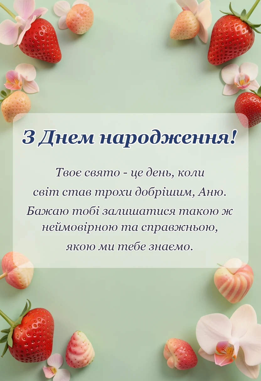 унікальна листівка - привітання з днем народження аня