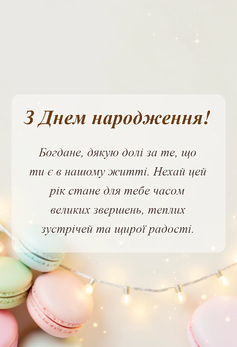 листівка з побажанням - привітання з днем народження богдану
