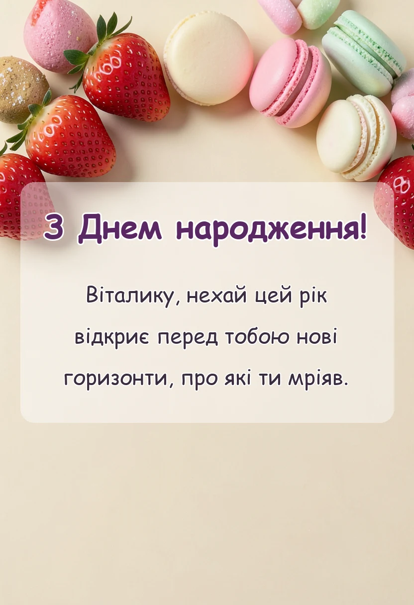 унікальна листівка - привітання з днем народження віталій