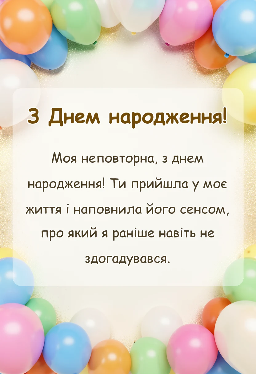 красива листівка: привітання з днем народження дружині від чоловіка
