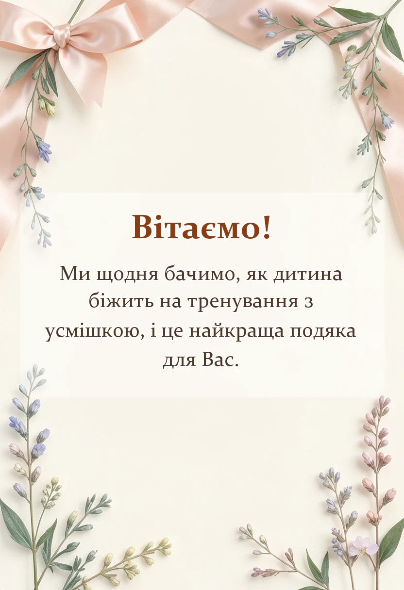 святкова картинка: подяка тренеру від батьків і дітей