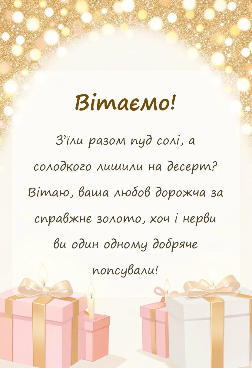 вітальна листівка - віршовані привітання з золотим весіллям