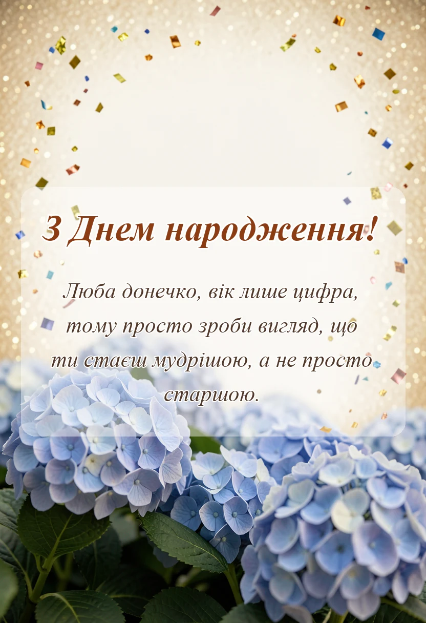 вітальна листівка - вітання з днем народження дочці