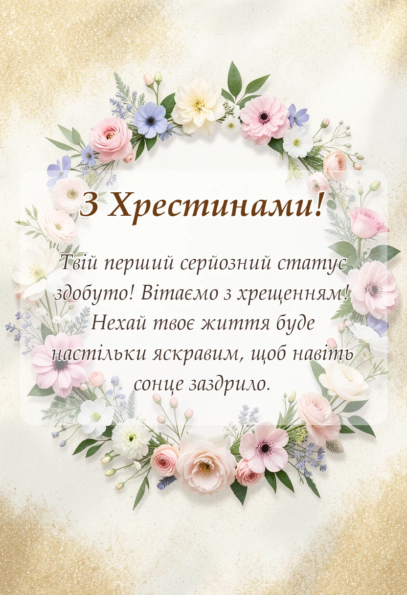красива листівка: побажання на хрещення дитини
