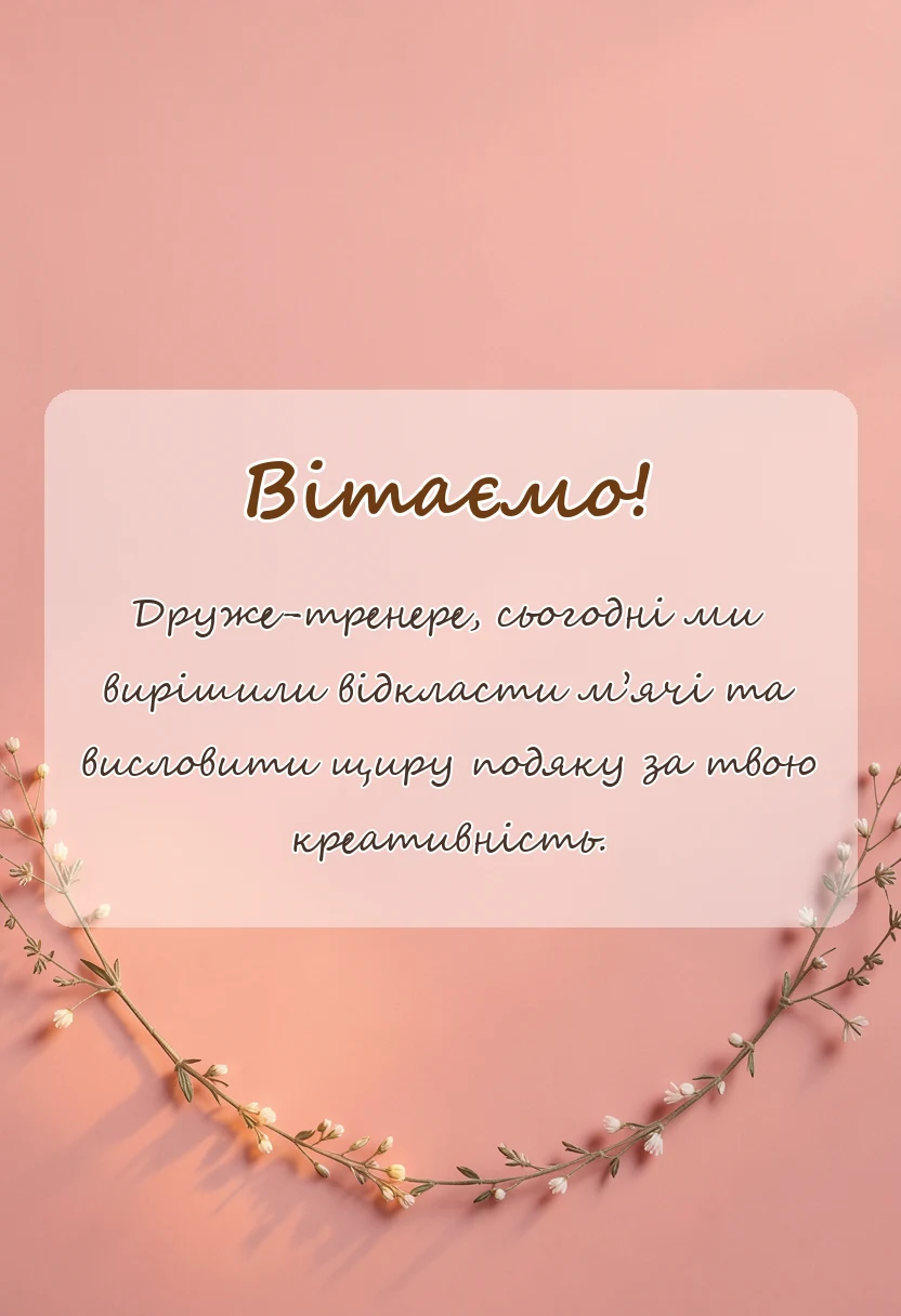 красива листівка: подяка тренеру від батьків і дітей