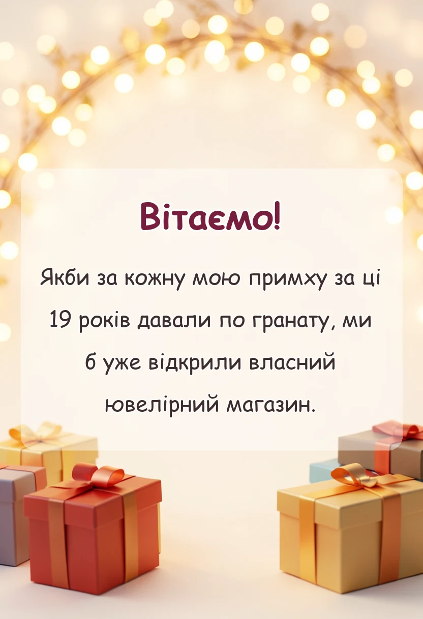листівка з побажанням - привітання з гранатовою річницею чоловіку