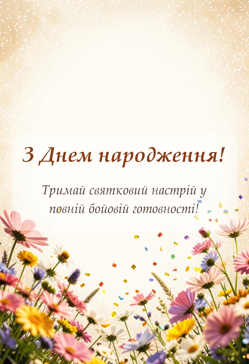 унікальна листівка - привітання з днем народження військового