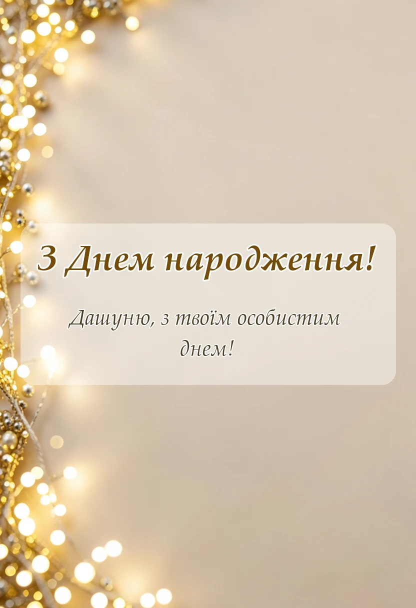 листівка з побажанням - привітання з днем народження даші