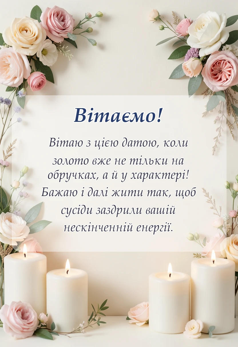 унікальна листівка - віршовані привітання з золотим весіллям