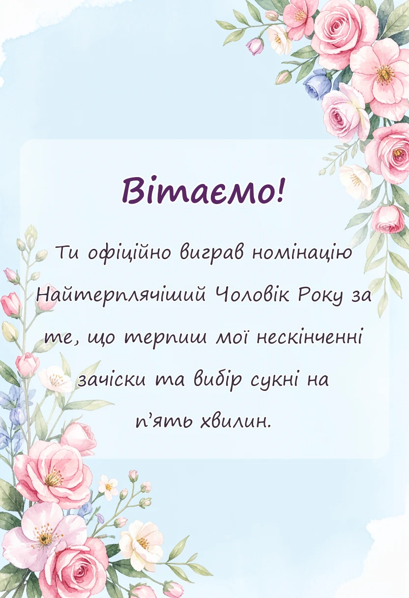 унікальна листівка - подяка коханому своїми словами