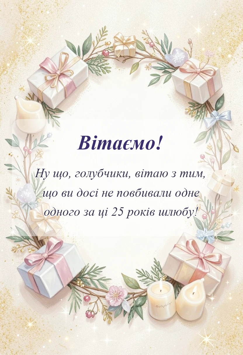 вітальна листівка - привітання з 25 років весілля