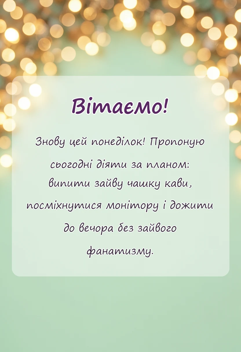 унікальна листівка - картинки гарного понеділка