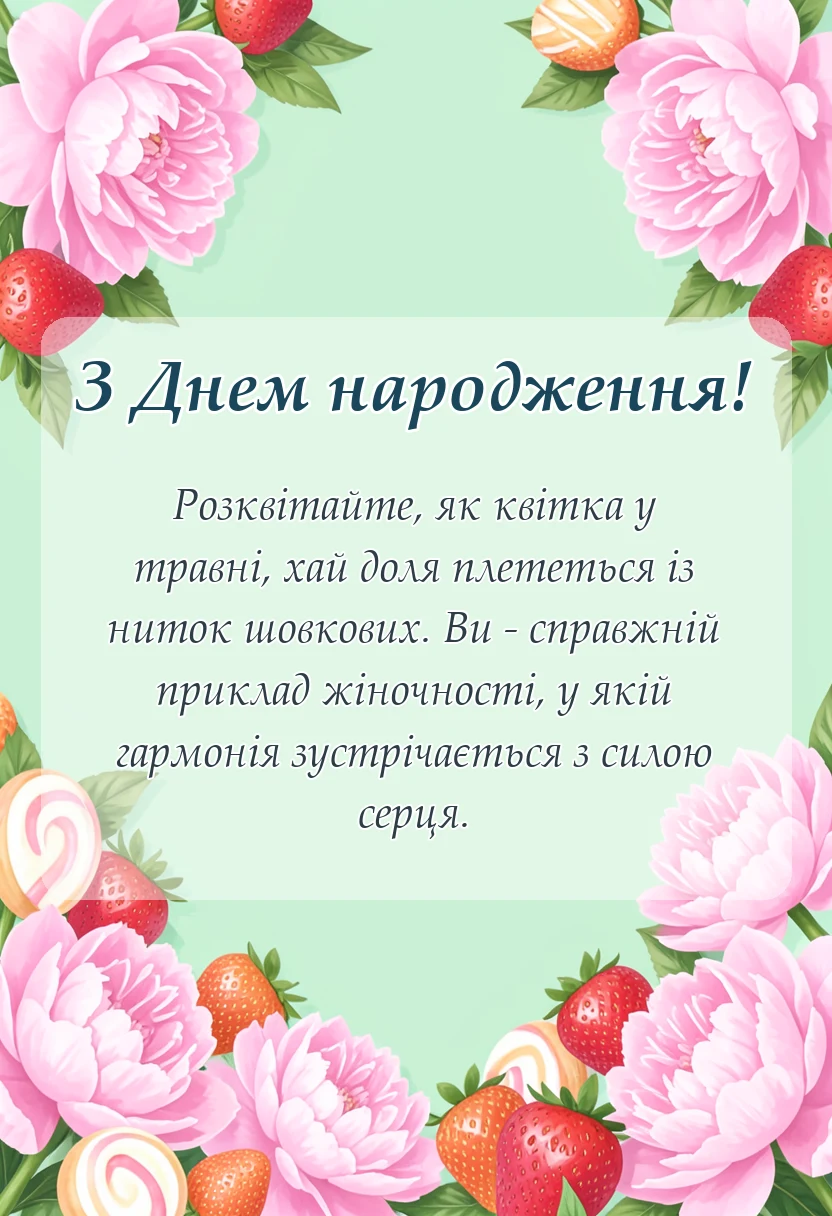 святкова картинка: побажання гарній жінці