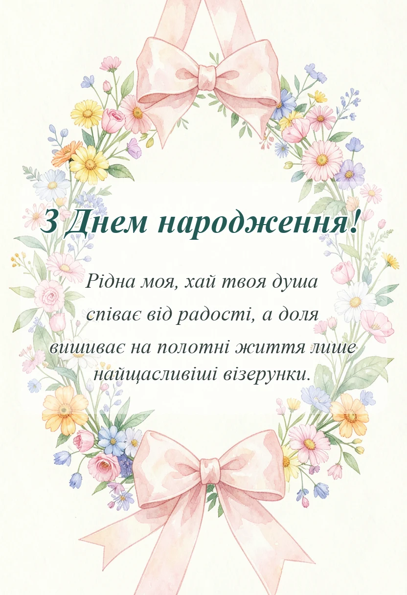 святкова картинка: вітання з днем народження дочці