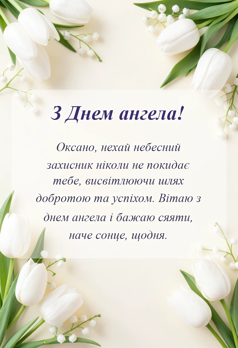 листівка з побажанням - привітання з днем ангела оксани своїми словами