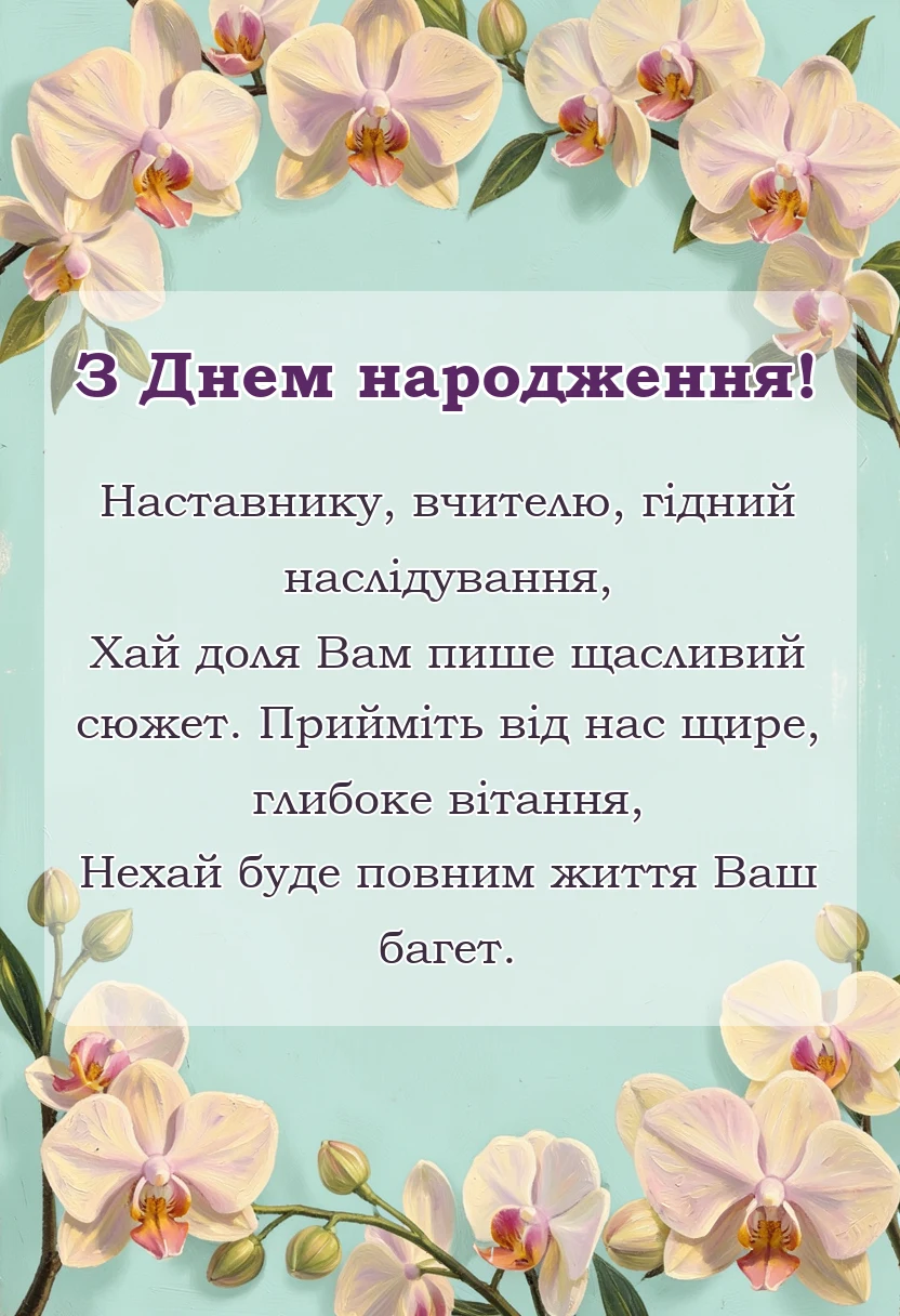 красива листівка: привітання з днем народження вчителю
