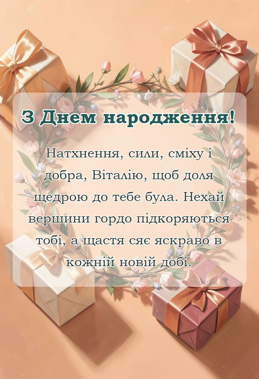 листівка з побажанням - привітання з днем народження віталій