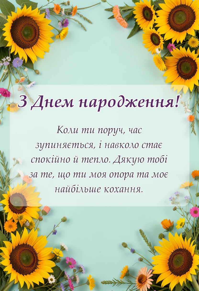 красива листівка: привітання з днем народження дружині від чоловіка