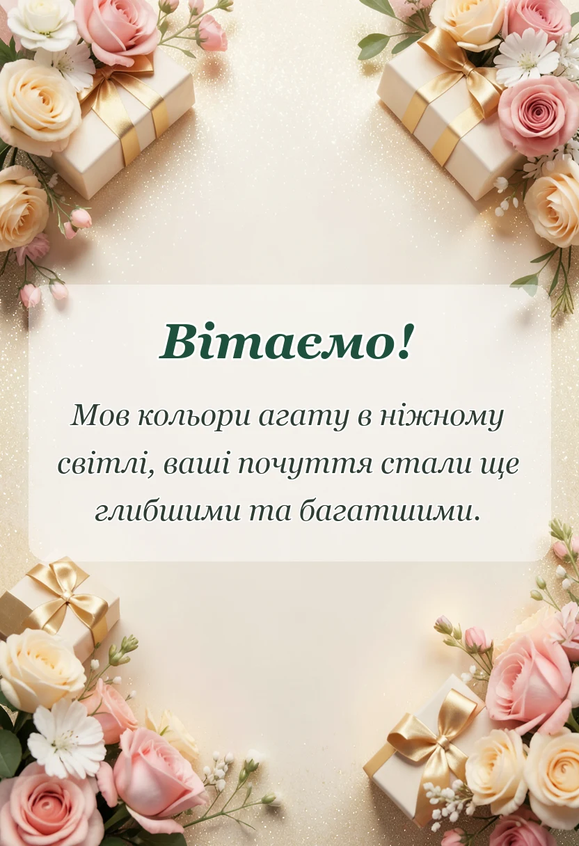 вітальна листівка - привітання з 14 роками весілля
