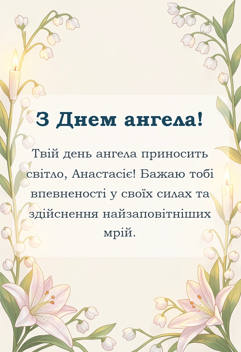 красива листівка: день ангела анастасії привітання