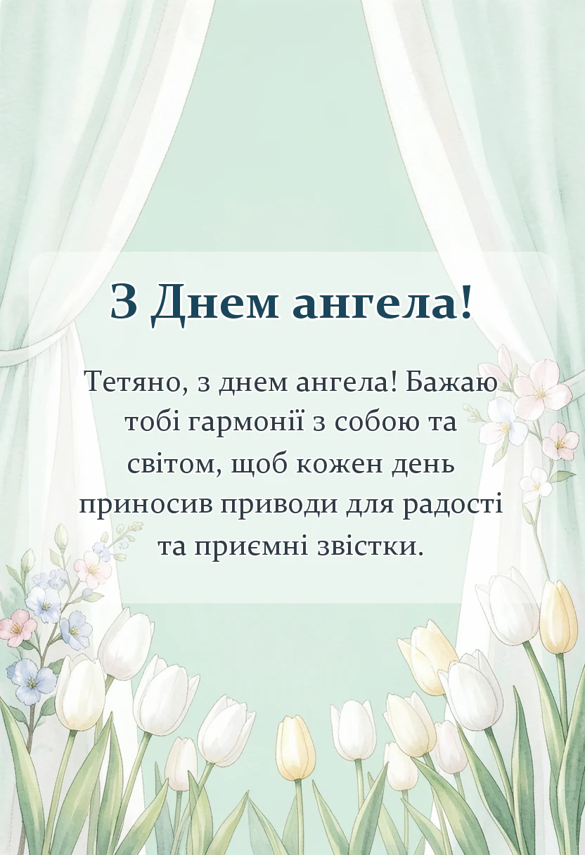 листівка з побажанням - день ангела тетяни