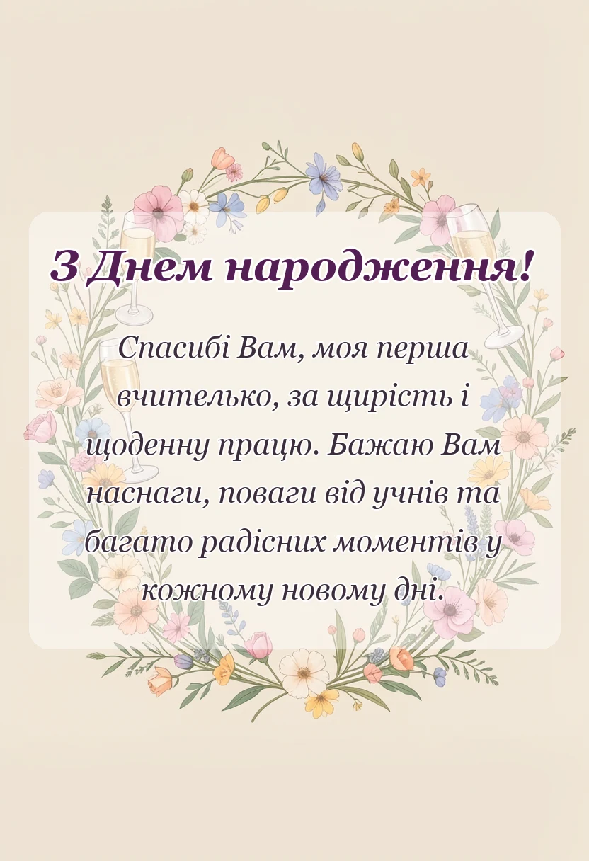 святкова картинка: вірш про першу вчительку