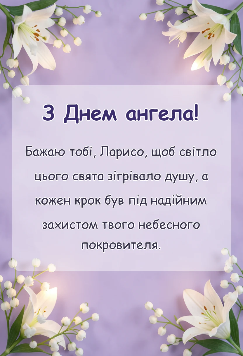 вітальна листівка - листівка з днем ангела лариси