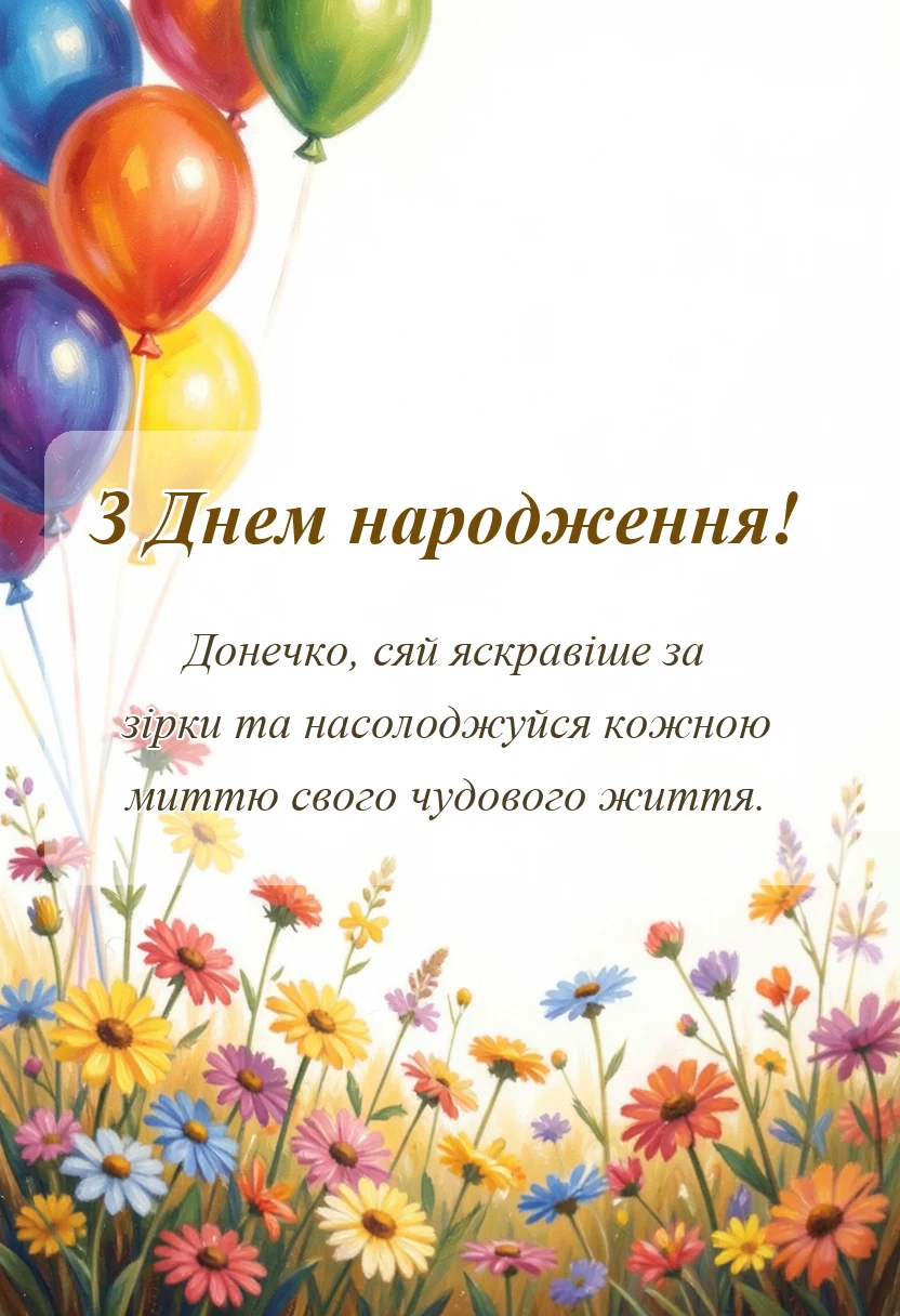 листівка з побажанням - вітання з днем народження дочці