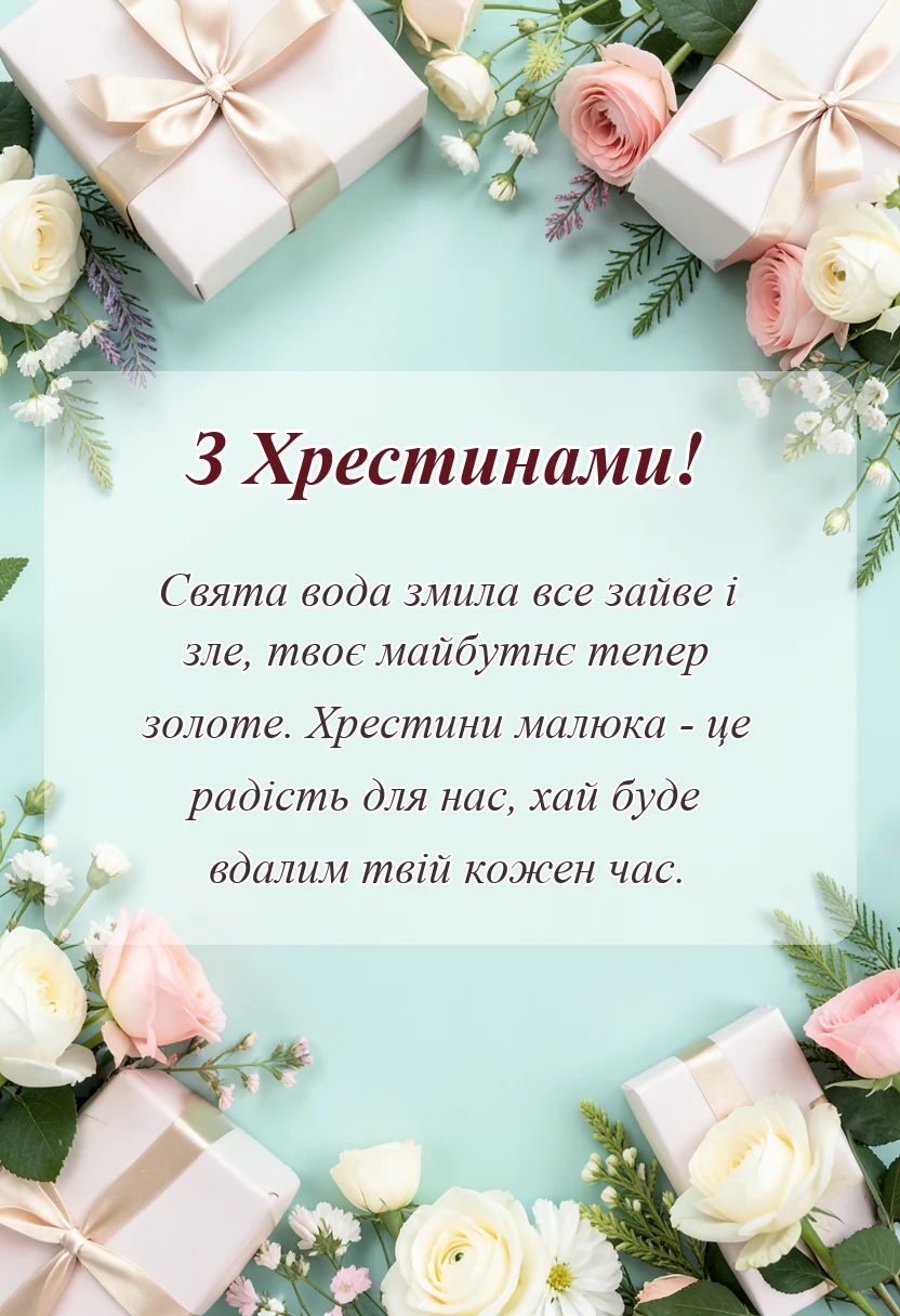 святкова картинка: побажання на хрещення дитини