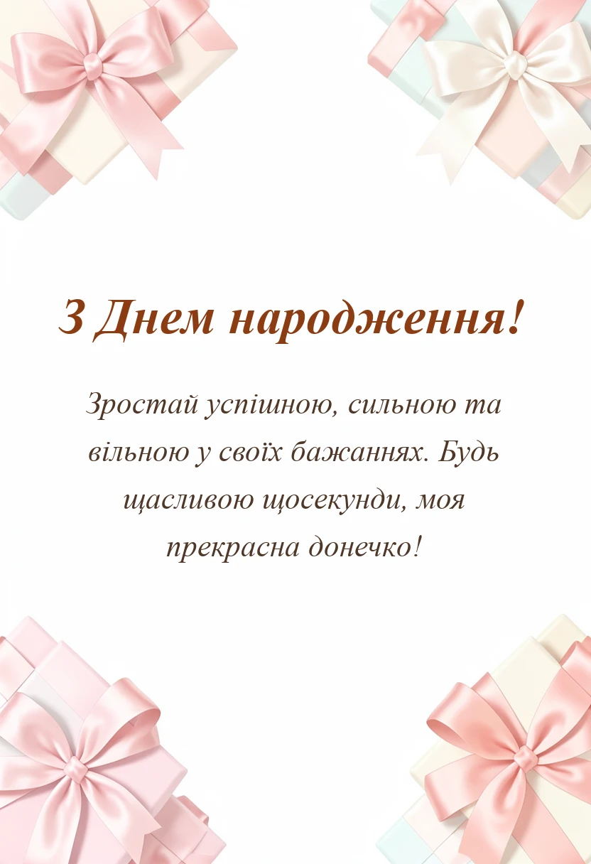 вітальна листівка - привітання з днем донечки картинки підписи побажання