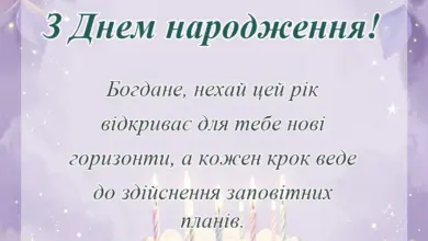 листівка з побажанням - привітання з днем народження богдану