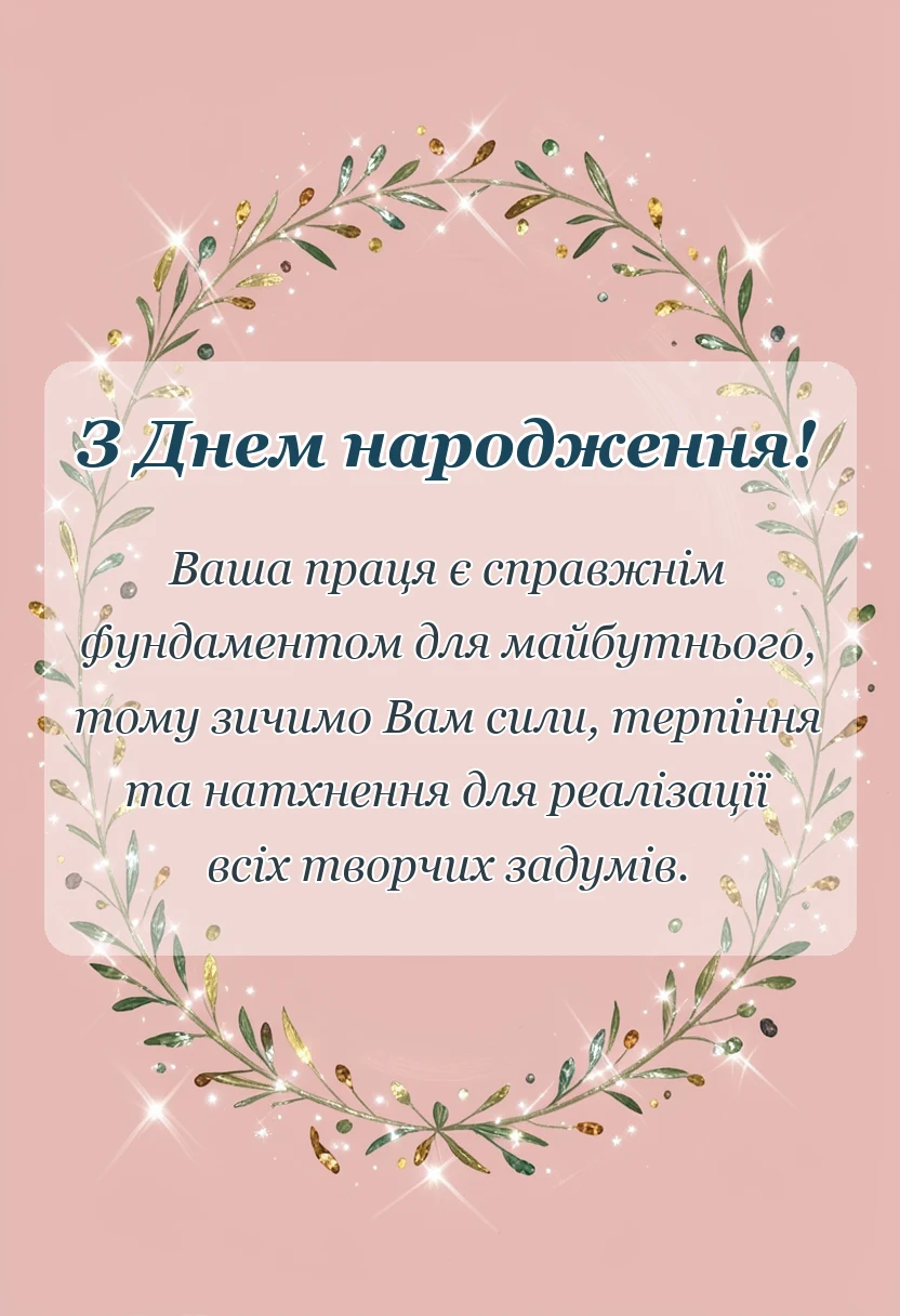листівка з побажанням - привітання з днем народження вчителю