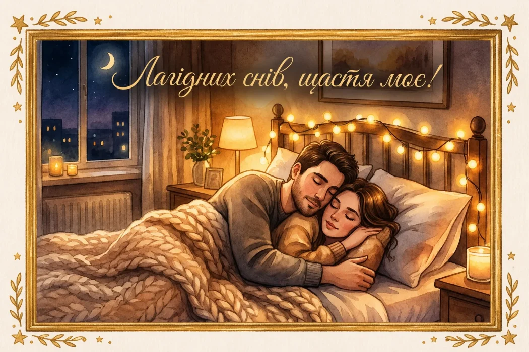 Чоловік і жінка сплять разом у ліжку під гучним світлом.