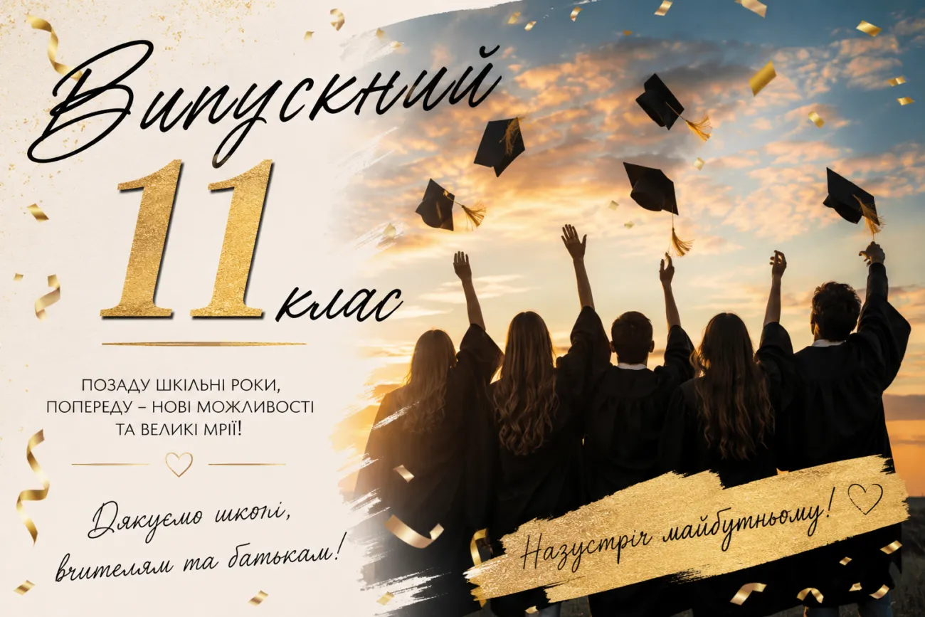 Випускники кидають шапочки на фоні заходу сонця