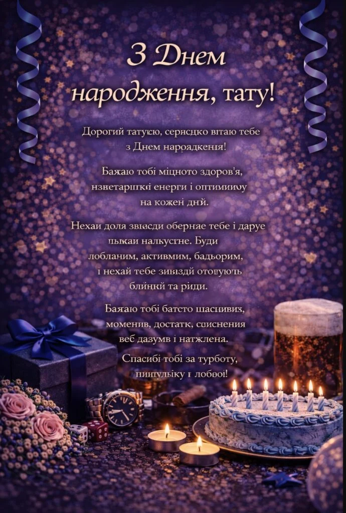 Привітання з днем народження татові українською мовою