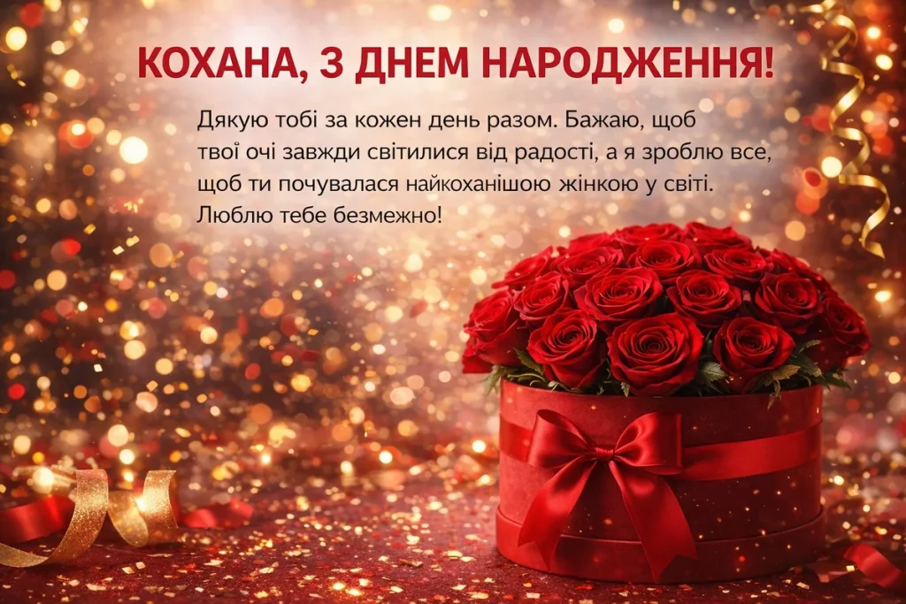 Квіти та привітання з днем народження дружині українською